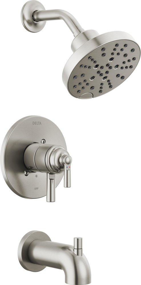 Delta Faucet Brilliance&reg; Stainless Single Handle Multi Function Bathtub & Shower Faucet (Trim Only) 