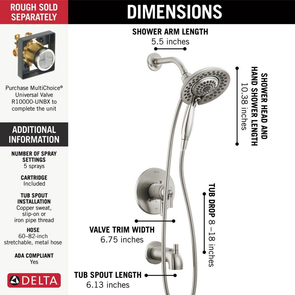 Delta Faucet Brilliance Stainless Single Handle Multi Function Bathtub & Shower Faucet (Trim Only) 