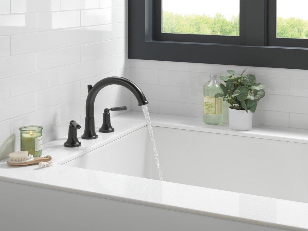 Delta Faucet Matte Black Two Handle Roman Tub Faucet Only (Trim Only) 