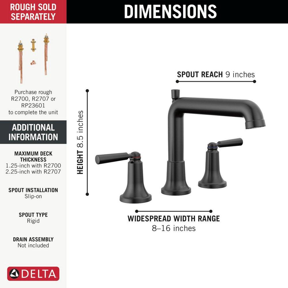 Delta Faucet Matte Black Two Handle Roman Tub Faucet (Trim Only) 