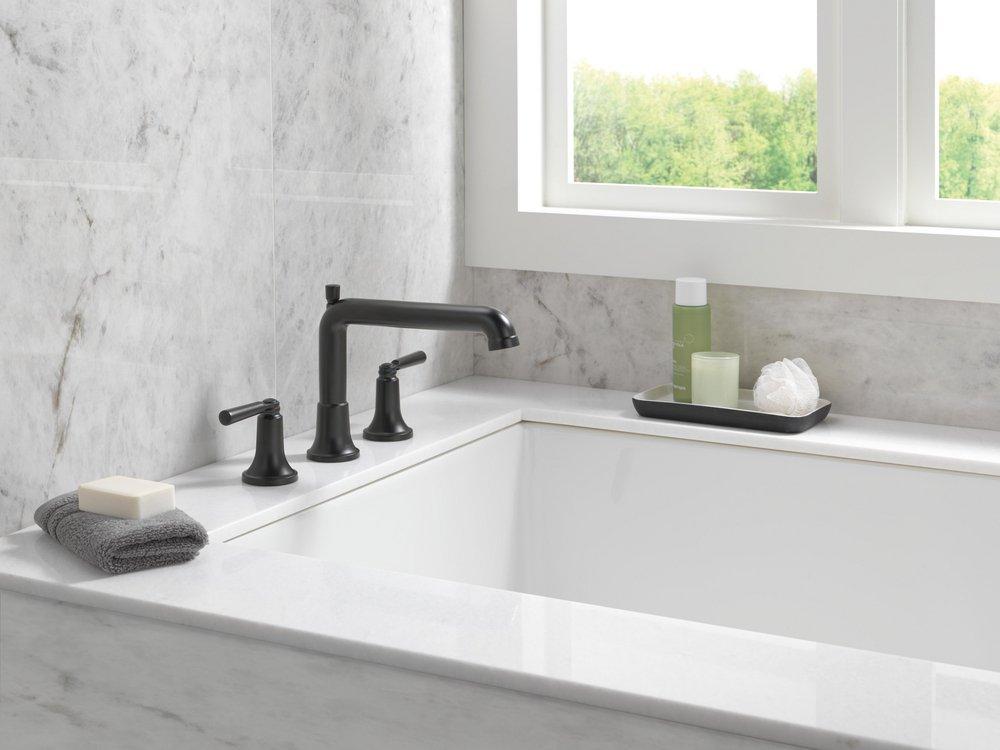 Delta Faucet Matte Black Two Handle Roman Tub Faucet (Trim Only) 