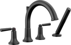 Two Handle Roman Tub Faucet with Hand Shower in Matte Black (Trim Only)