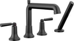 Two Handle Roman Tub Faucet with Hand Shower in Matte Black (Trim Only)