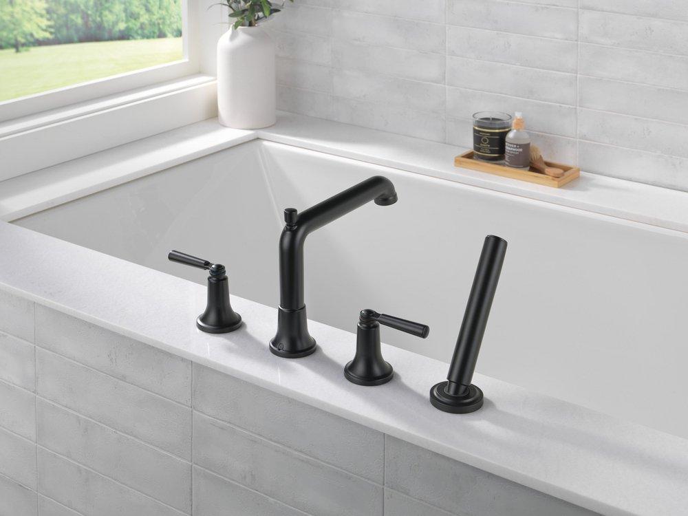 Delta Faucet Matte Black Two Handle Roman Tub Faucet (Trim Only) 