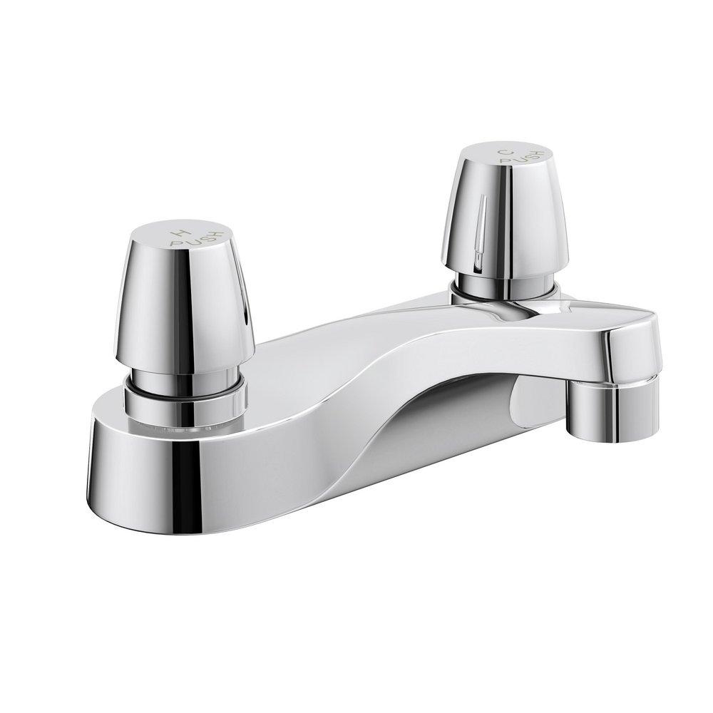 Two Handle Metering Bathroom Sink Faucet in Polished Chrome 