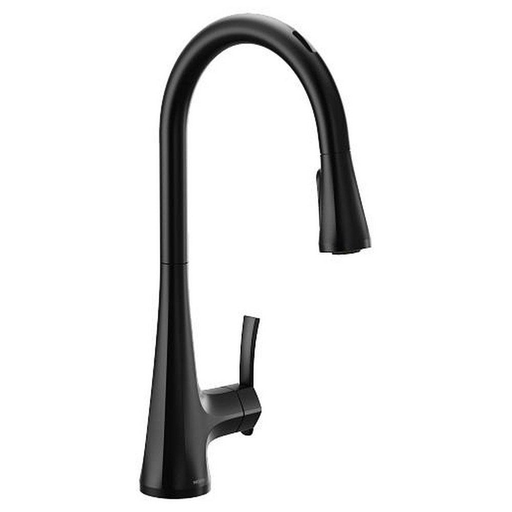 Single Handle Pull Down Touchless Kitchen Faucet with Voice Activation in Matte Black 