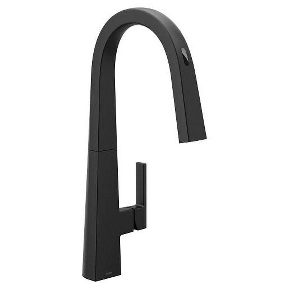 Single Handle Pull Down Touchless Kitchen Faucet with Voice Activation in Matte Black 