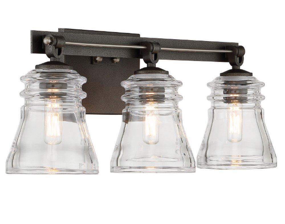 Minka Lavery Smoked Iron/Brushed Nickel 60W 3-Light Candelabra E-12 Vanity Fixture 