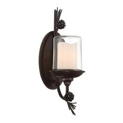 60W 1-Light 18-1/4 in. Wall Sconce in Weathered Spruce with Silverlights