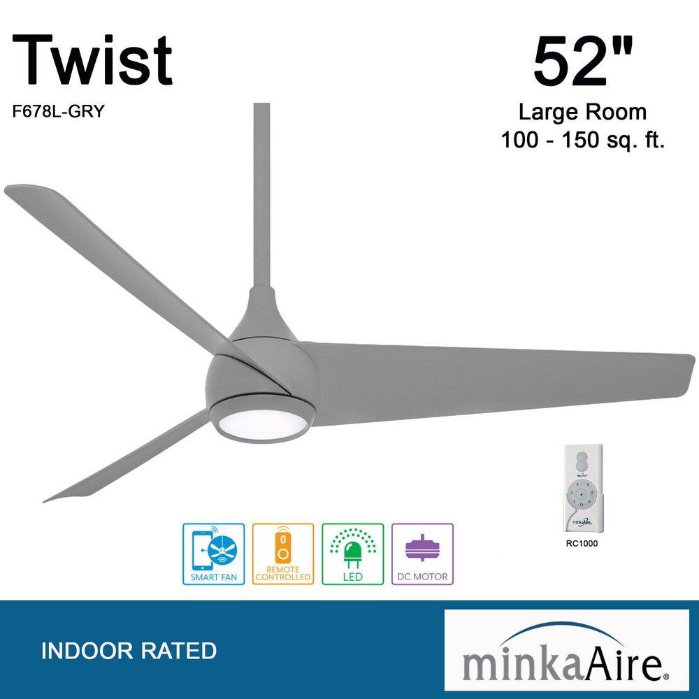 Minka Aire Grey 52 in. 3-Blade Indoor Ceiling Fan 