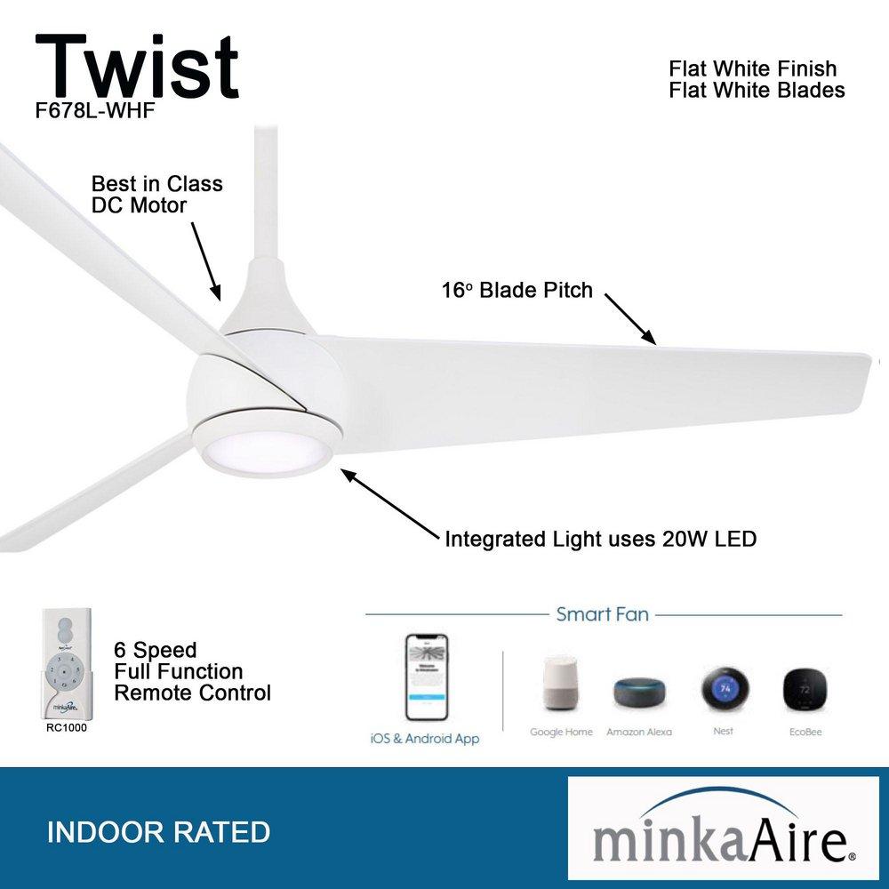 Minka Aire Flat White 52 in. 3-Blade Indoor Ceiling Fan 