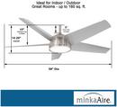 58 in. 5-Blade Outdoor Ceiling Fan in Brushed Nickel Wet 