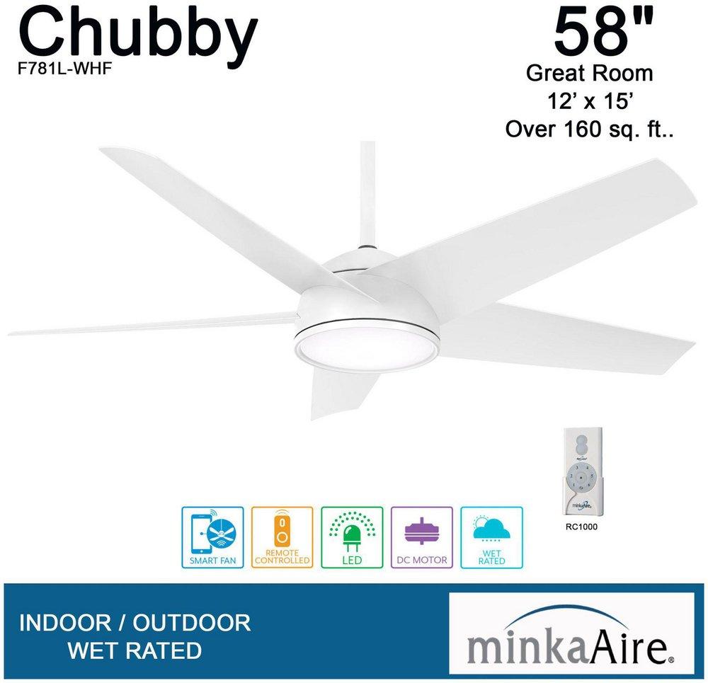 58 in. 5-Blade Outdoor Ceiling Fan in Flat White 