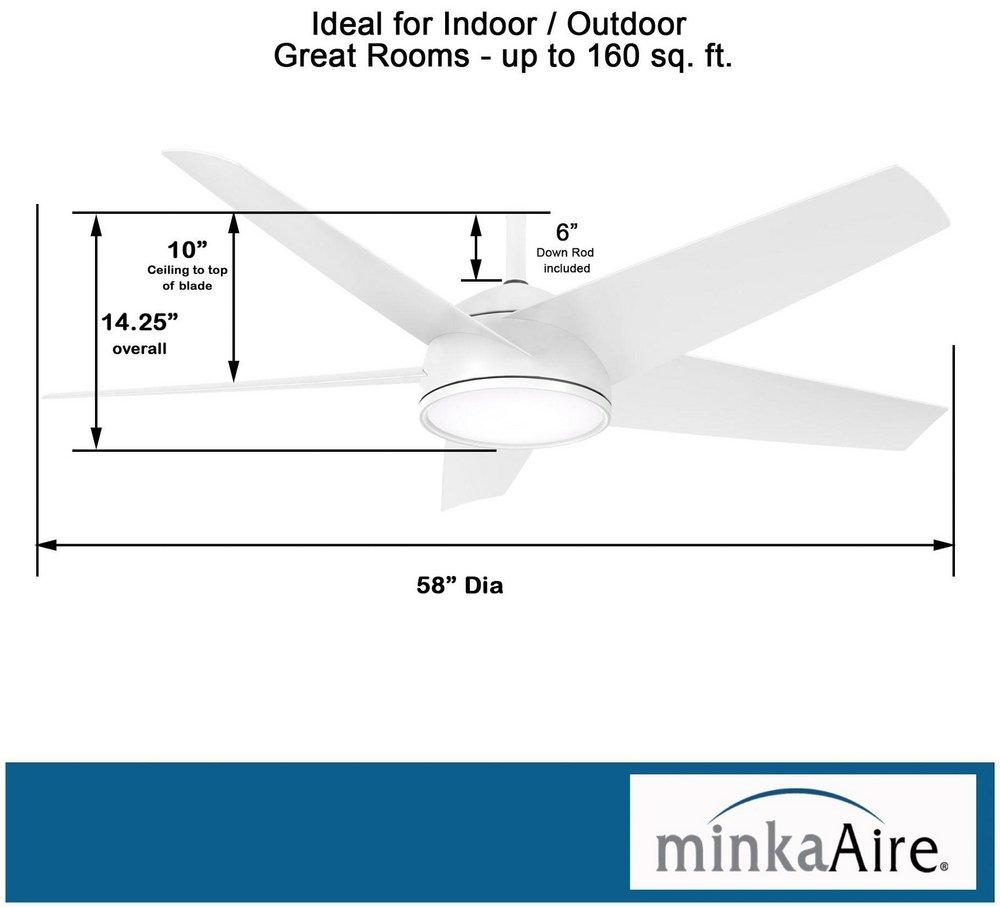 58 in. 5-Blade Outdoor Ceiling Fan in Flat White 