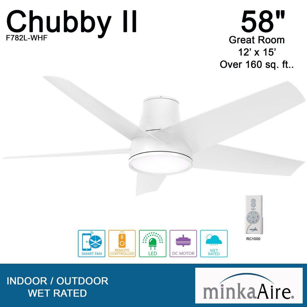 Minka Aire Flat White 58 in. 5-Blade Outdoor Ceiling Fan 