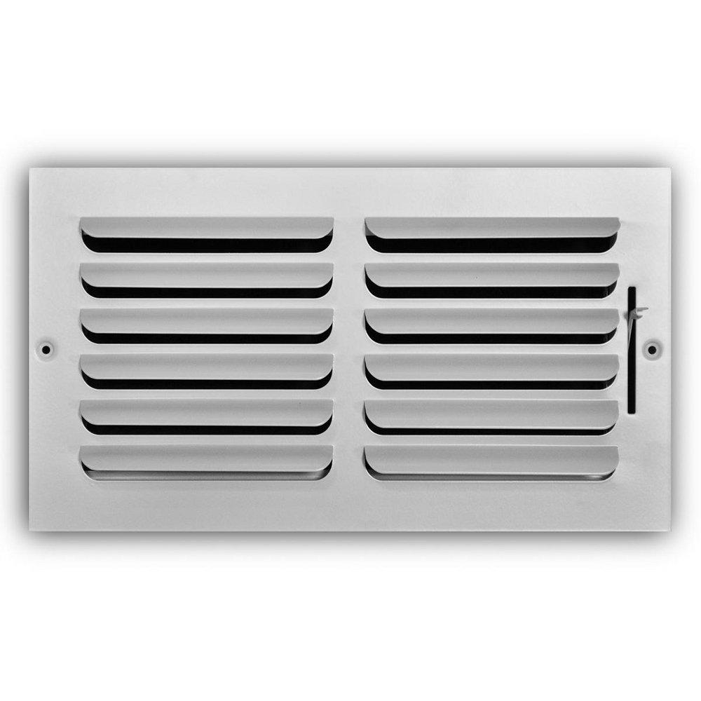 12 x 6 in. Steel Curved Blade 1-way Residential Ceiling & Sidewall Register in White 