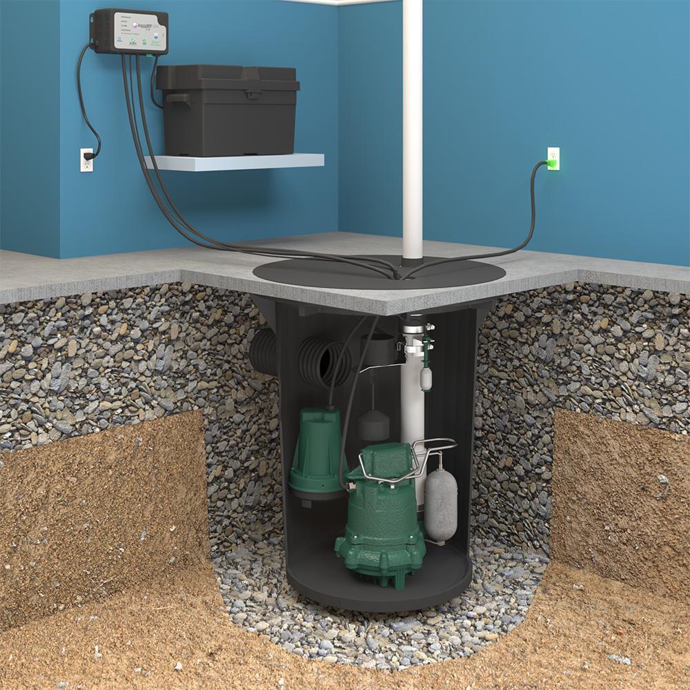 1/3 HP 115V Pre-Assembled Cast Iron Submersible Sump Pump (M63) with 12V Battery Backup 