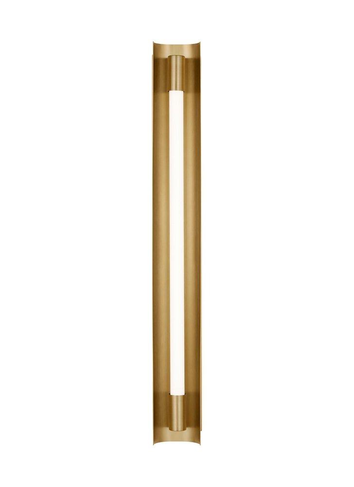CARSON MODERN LED DIMMABLE INDOOR 1-LIGHT LARGE VANITY IN A BURNISHED BRASS FINISH WITH A WHITE ACRYLIC DIFFUSER 