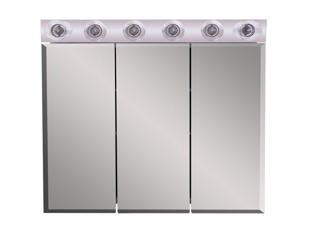 48X30.813 SURFACE MOUNT STEEL MEDICINE CABINET WITH A FRAMELESS POLISHED EDGE MIRROR DOOR AND 5 FIXED REMOVABLE STEEL SHELVES 