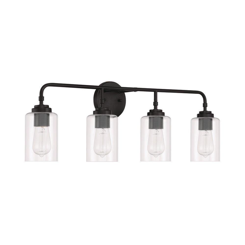 Craftmade Flat Black 60W 4-Light Medium E-26 Vanity Fixture 