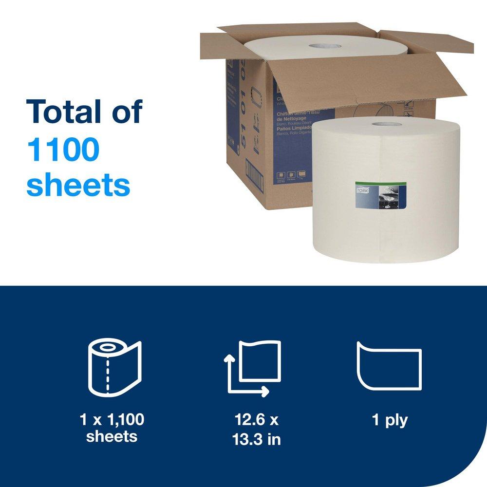 Tork White 1216-1/5 ft. x 12-3/5 in. Polyester and Polypropylene Cloth (Roll of 1100) 