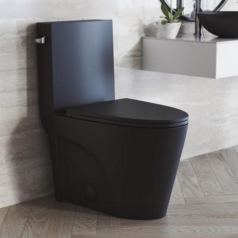 Swiss Madison Matte Black 1.28 gpf Elongated One Piece Toilet 