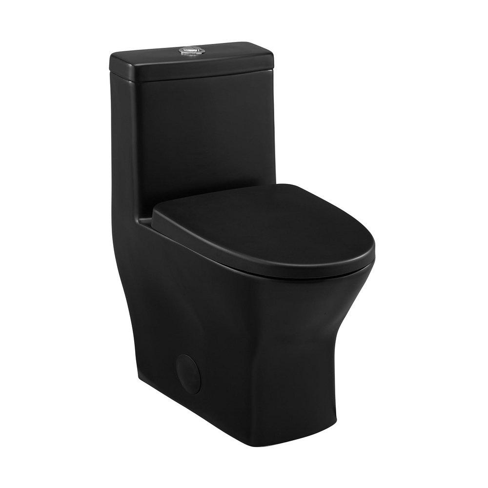 1.1/1.6 gpf Dual Flush Round One Piece Toilet in Matte Black 