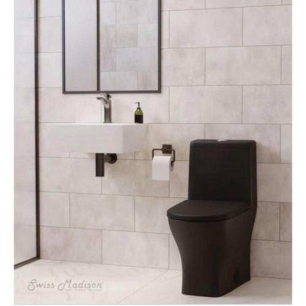 1.1/1.6 gpf Dual Flush Round One Piece Toilet in Matte Black 