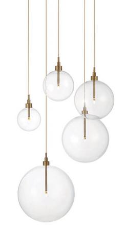 2W 5-Light LED Pendant in Natural Brass