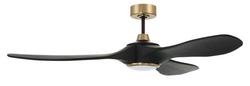 60 in. 3-Blade Indoor and Outdoor Ceiling Fan in Flat Black with Satin Brass