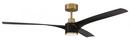 60 in. 3-Blade Indoor/Outdoor Ceiling Fan in Flat Black with Satin Brass