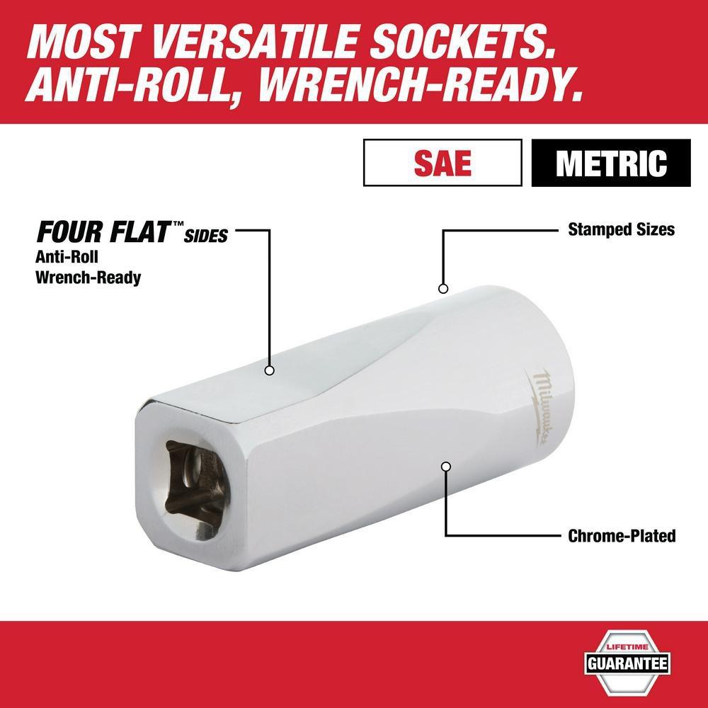 Milwaukee® Silver/Red Ratchet and Socket Set 1-Tool 