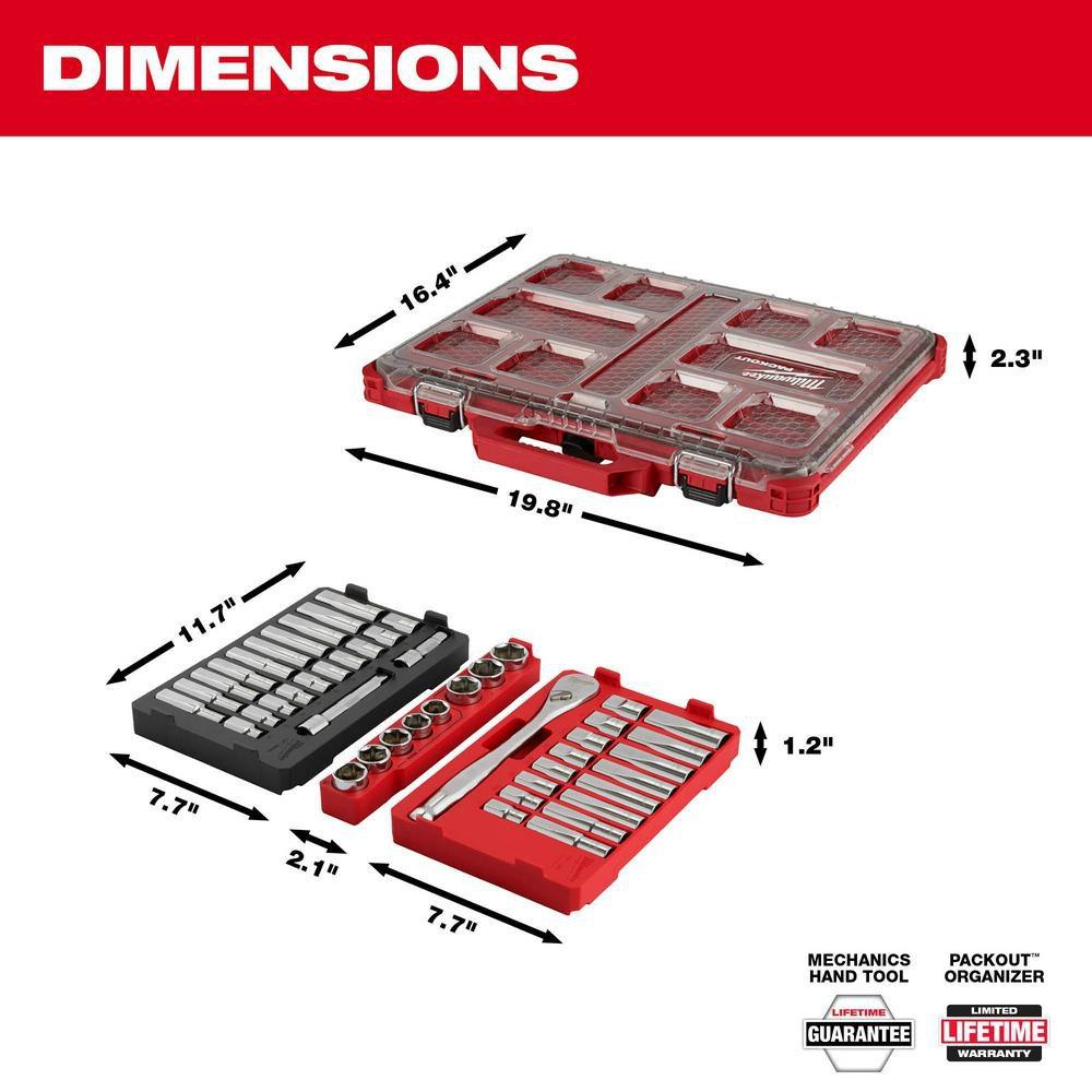 Milwaukee® Silver/Red Ratchet and Socket Set 1-Tool 