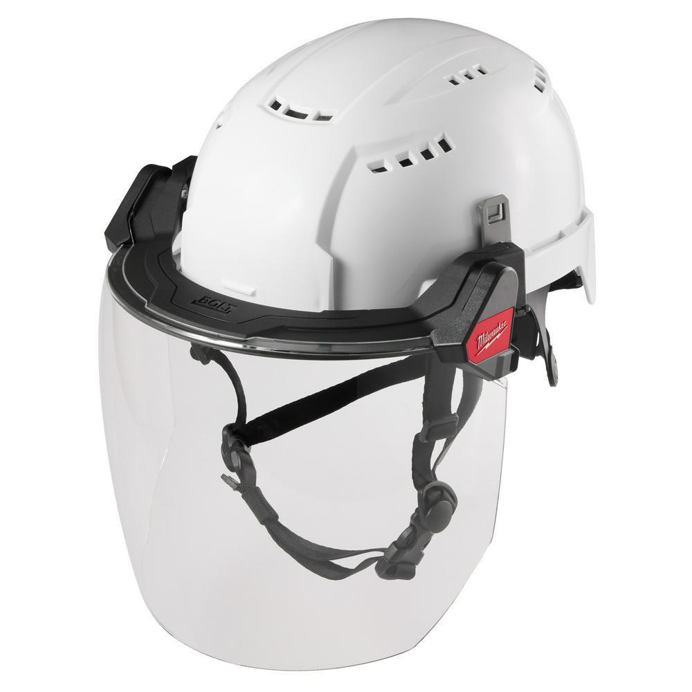 BOLT FULL FACE SHIELD - CLEAR DUAL COAT LENS COMPATIBLE WITH MILWAUKEE SAFETY HELMETS & HARD HATS 