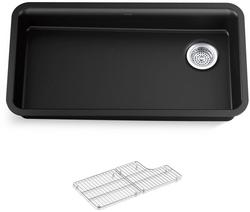 33-1/2 in. Undermount Neoroc Single Bowl Kitchen Sink in Matte Black
