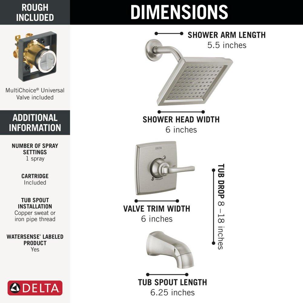 Delta Faucet SpotShield Brushed Nickel One Handle Single Function Bathtub & Shower Faucet 