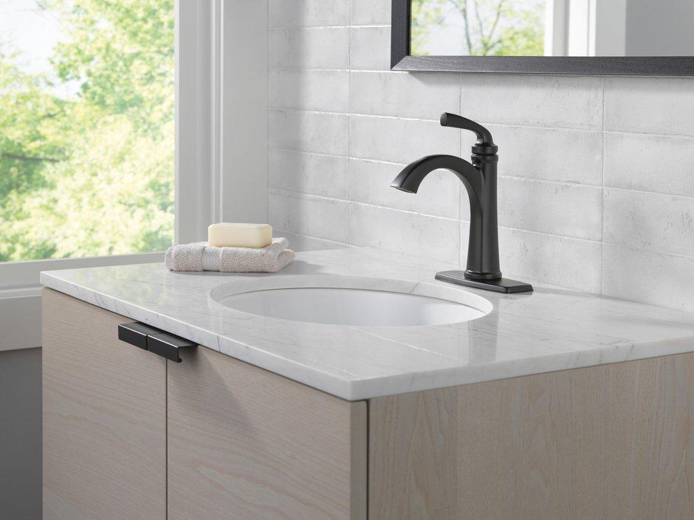 Single Handle Monoblock Bathroom Sink Faucet in Matte Black 