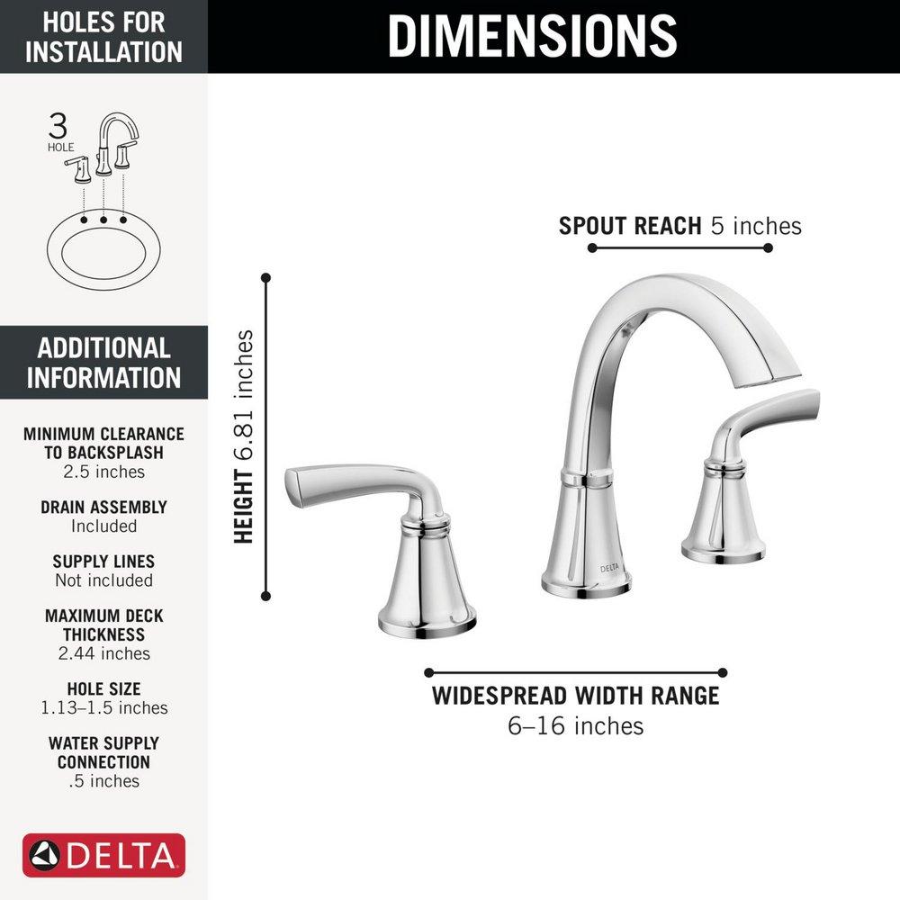 Two Handle Widespread Bathroom Sink Faucet in Chrome 
