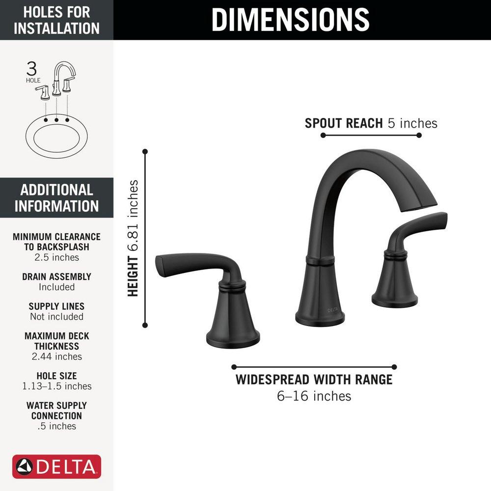 Two Handle Widespread Bathroom Sink Faucet in Matte Black 