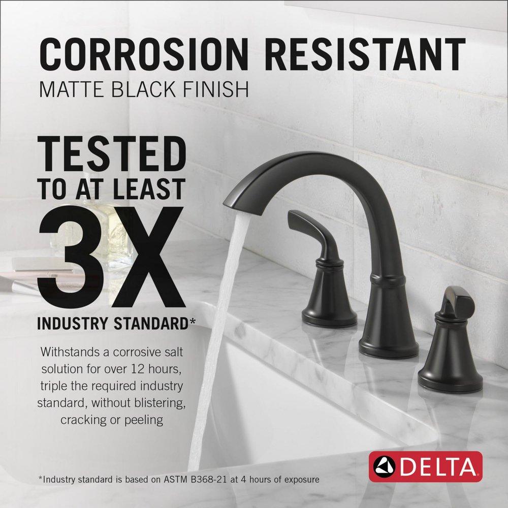 Delta Faucet Matte Black Two Handle Widespread Bathroom Sink Faucet 