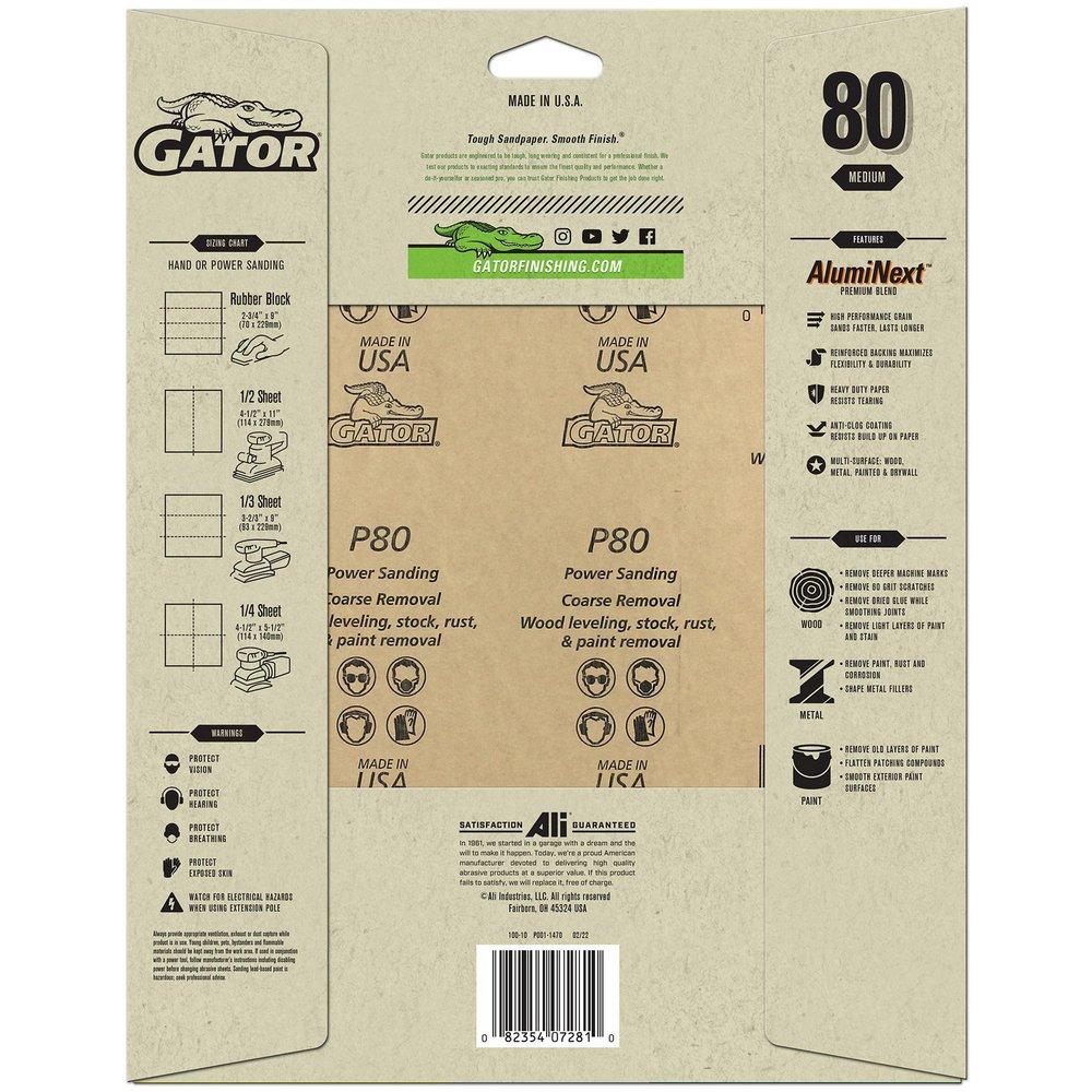 Gator&reg; Drywall, Fiberglass, Metal, Painted Surfaces and Wood Sandpaper (Pack of 15) 