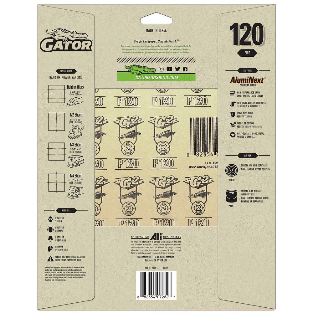 Gator&reg; Drywall, Fiberglass, Metal, Painted Surfaces and Wood Sandpaper (Pack of 15) 