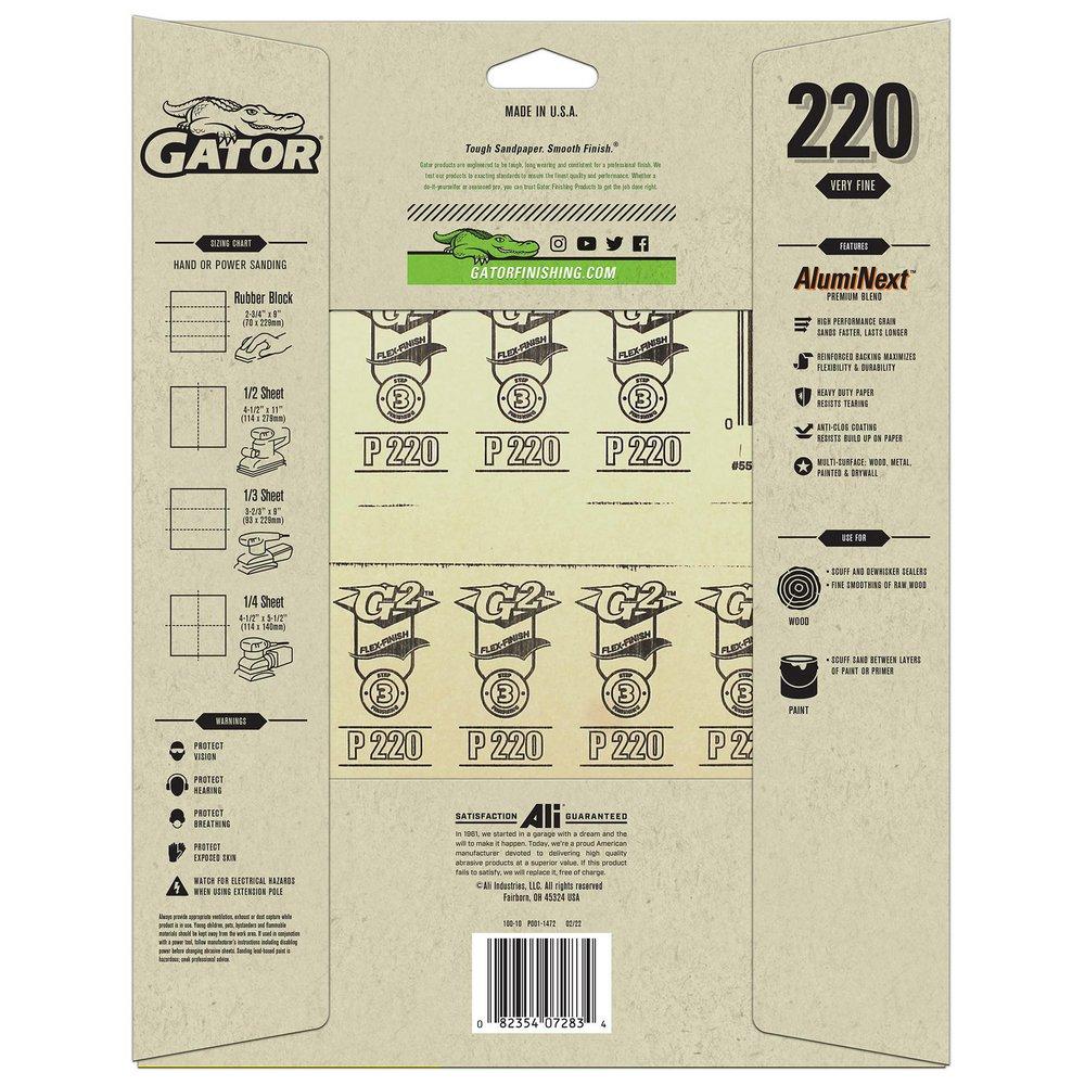 Gator&reg; Drywall, Fiberglass, Metal, Painted Surfaces and Wood Sandpaper (Pack of 15) 