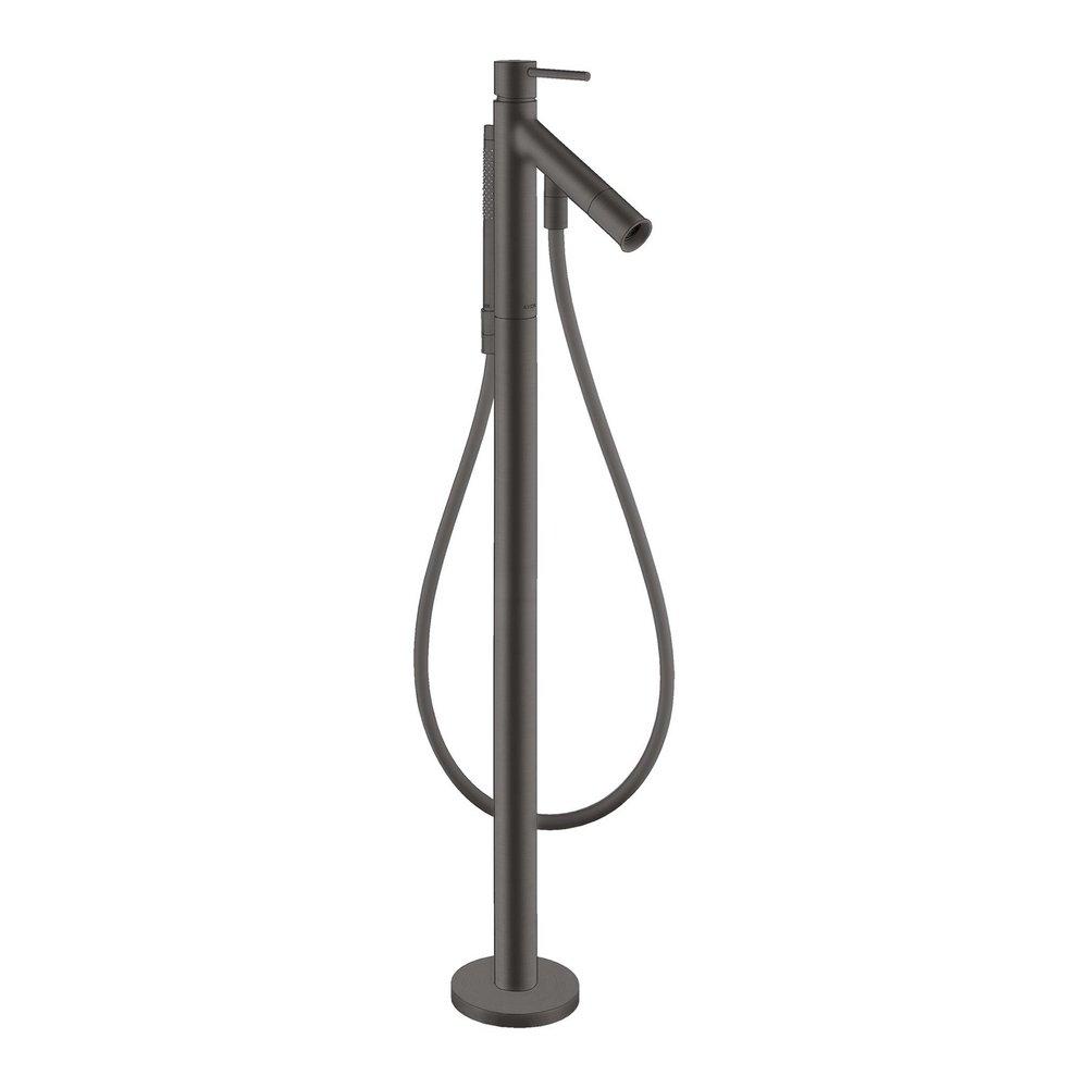 AXOR STARCK FREESTANDING TUB FILLER TRIM WITH LEVER HANDLE AND 1.75 GPM HANDSHOWER IN BRUSHED BLACK CHROME 