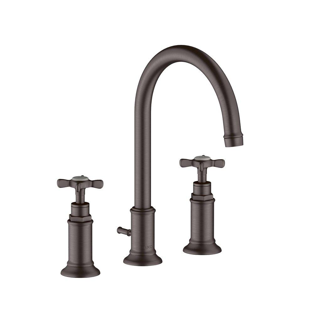 Two Handle Widespread Bathroom Sink Faucet in Brushed Black Chrome 