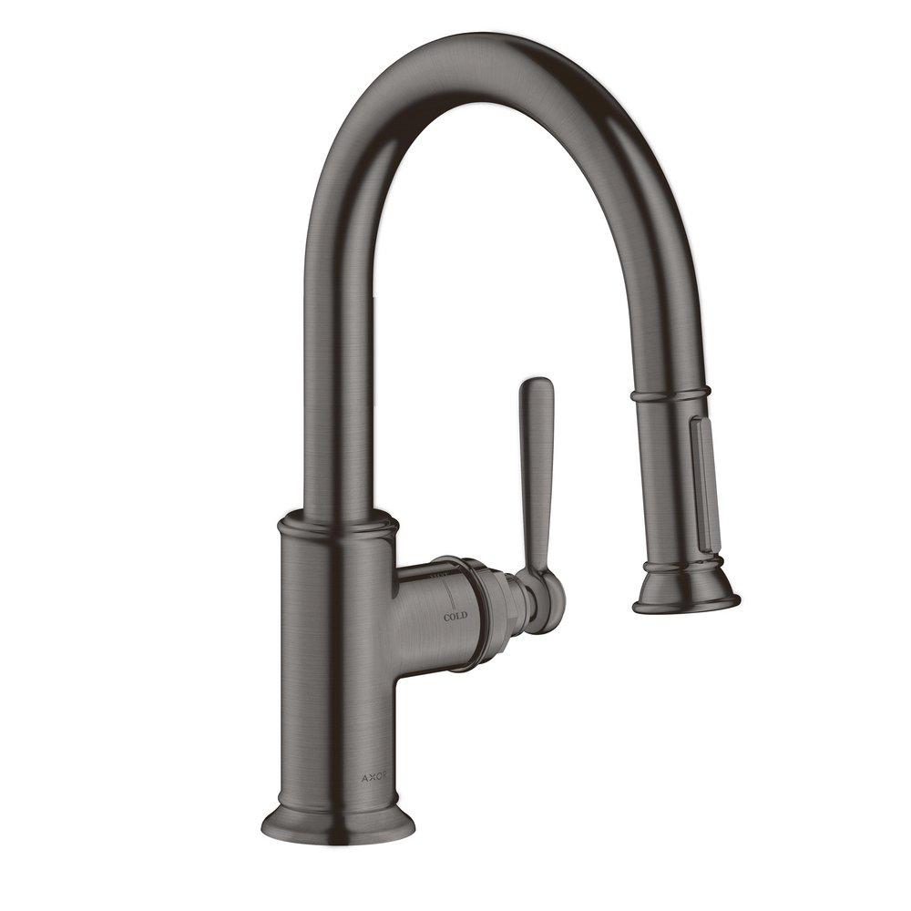 AXOR MONTREUX PREP KITCHEN FAUCET 2-SPRAY PULL-DOWN 1.75 GPM IN BRUSHED BLACK CHROME 