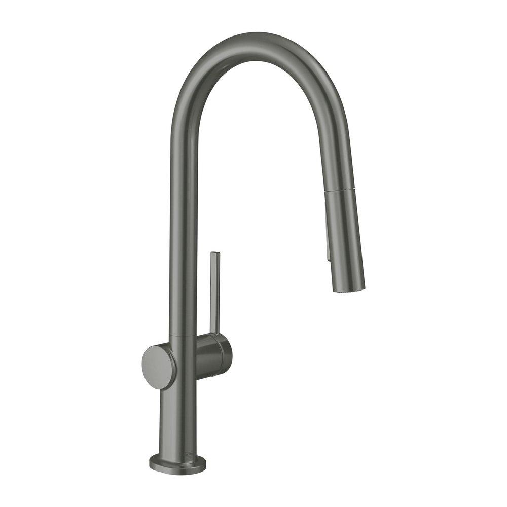 TALIS N HIGHARC KITCHEN FAUCET A-STYLE 2-SPRAY PULL-DOWN 1.75 GPM IN BRUSHED BLACK CHROME 
