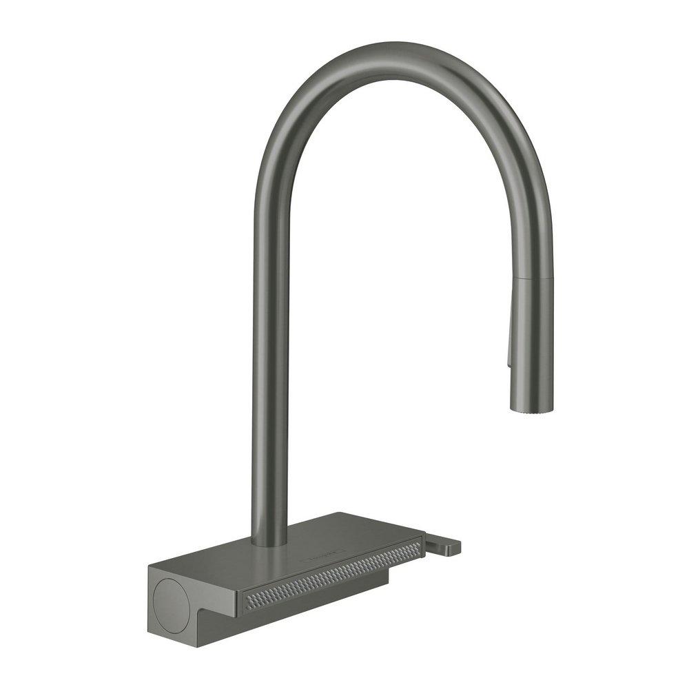 AQUNO SELECT HIGHARC KITCHEN FAUCET 3-SPRAY PULL-DOWN 1.75 GPM IN BRUSHED BLACK CHROME 