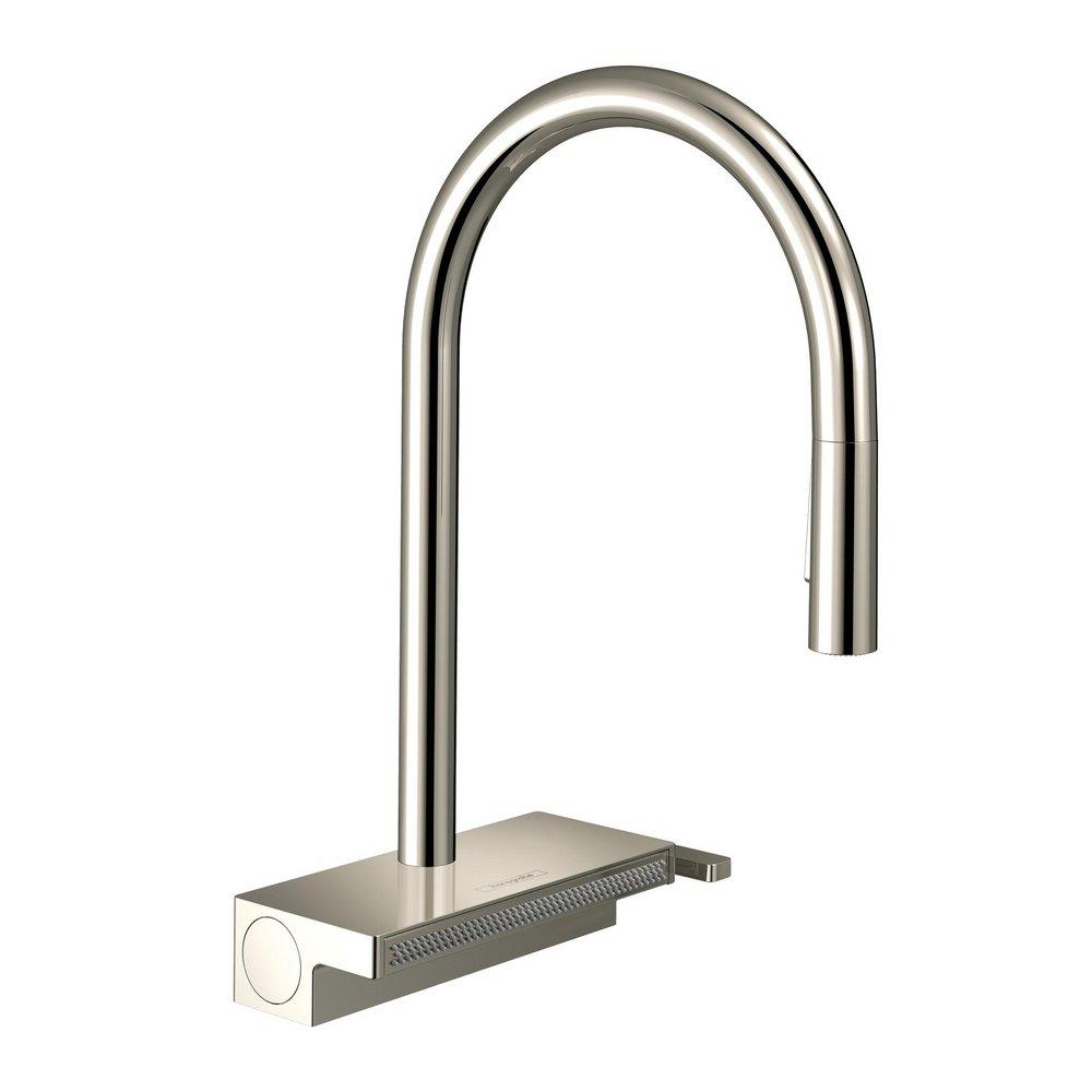 AQUNO SELECT HIGHARC KITCHEN FAUCET 3-SPRAY PULL-DOWN 1.75 GPM IN POLISHED NICKEL 