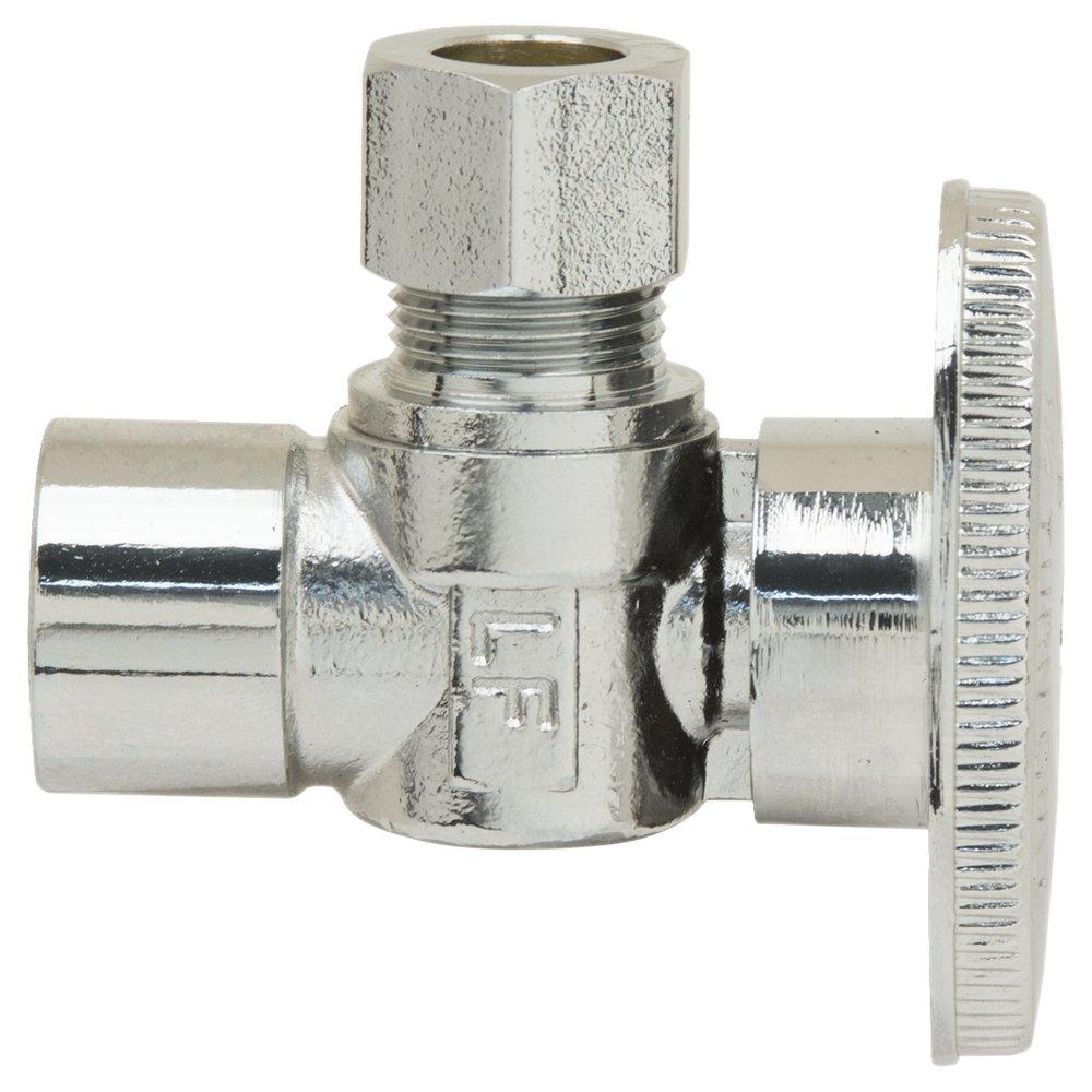 PlumbShop Chrome Sweat x Compression Quarter Turn Angle Supply Stop Valve in Chrome 